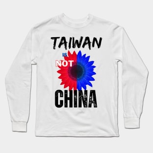 Taiwan is not China - Blue & Red Taiwanese sunflower of hope Long Sleeve T-Shirt